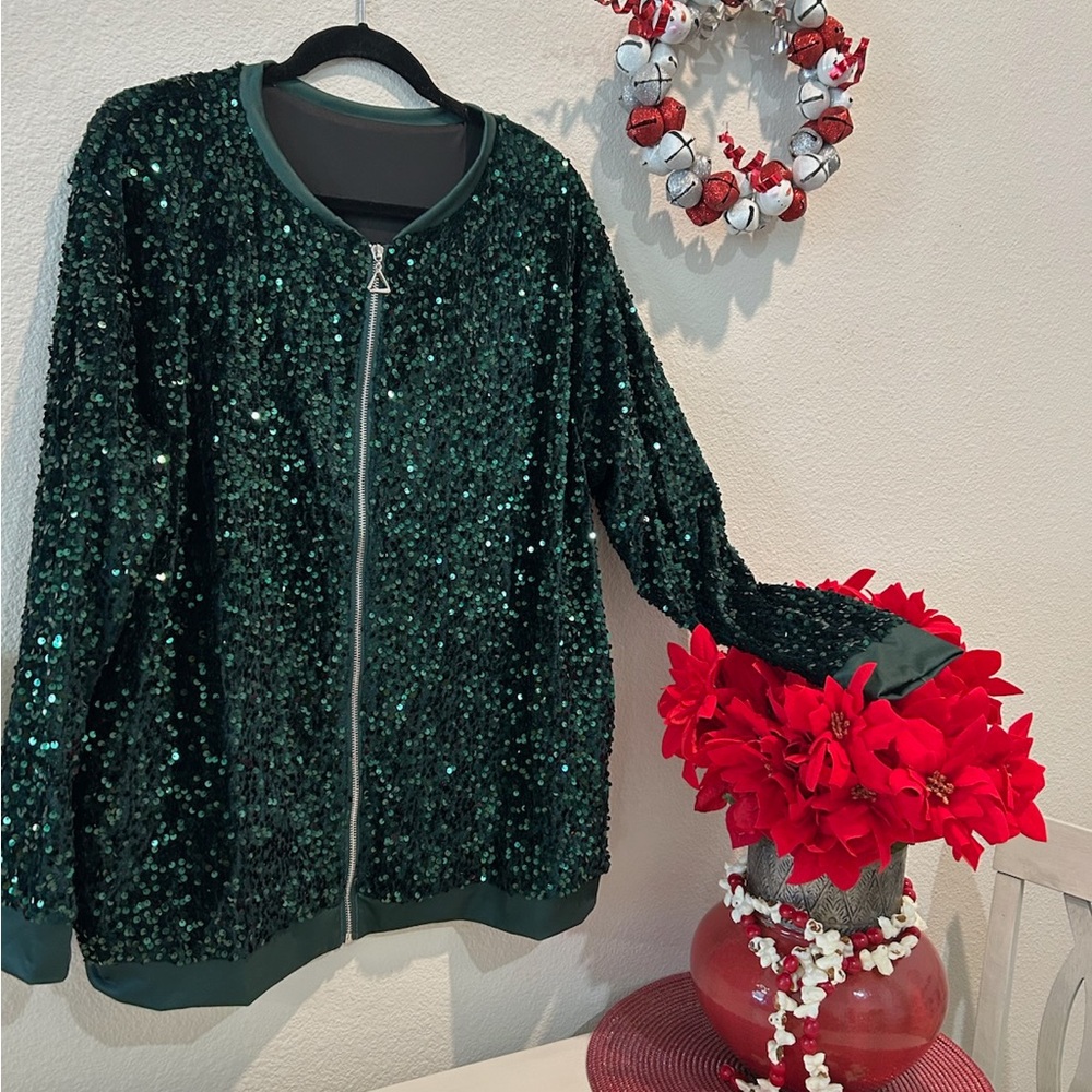 Sequin Green Jacket - image 1